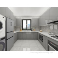 Handleless assemble flat pack kitchen cabinets 3d gloss